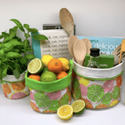 V51521 - Citrus Fruits Canvas Storage Pots S/3 - WCSP469 4/PK